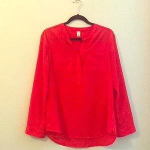 ☀️Half-Button Down Blouse in Red/Orange☀️